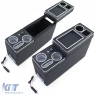 Komfortmittelkonsole mit Stauraum und USB, schwarzes Leder, geeignet für VW Bus T5 T6 ab 03-image-6197764