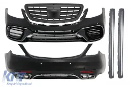 image-34-Kompletan karoserijski komplet prikladan za Mercedes S-klasu W222 Facelift (2013-06.2017) S63 Dizjan sa središnjom rešetkom Mat crna