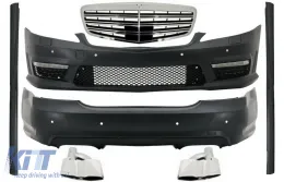 image-45-Kompletan karoserijski komplet prikladan za Mercedes S-klasu W221 LWB (2005-2011) Prednja rešetka Bočne lajsne Vrhovi auspuha