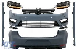 image-27-Kompletan komplet karoserije pogodan za VV Golf 7 VII (2012-2017) R-line izgled sa farovi 3D LED DRL Tekuca dinamicki sekvencijalna zmigavci siva