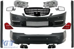 image-56-Kompletan komplet karoserije s prednjom maskom Piano crna Kompletan sklop zrcala prikladan za MERCEDES-Benz S-klasu W221 2005-2009 (LWB) Facelift A-dizajn