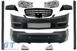 image-66-Kompletan komplet karoserije s prednjom rešetkom Piano crna Kompletan sklop zrcala prikladan za Mercedes S-klasu W221 (2005-2009) LWB Facelift Dizjan