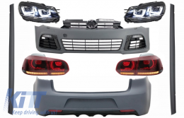 
Komplett Body kit VW Golf VI 6 MK6 (2008-2013) R20 típushoz, LED RHD fényszórókkal és hátsó lámpával, dinamikus futófény irányjelyzővel.-image-6062181
