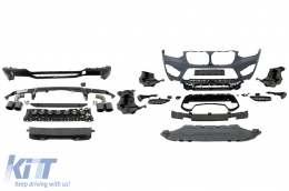 Komplett Bodykit für BMW X4 SUV G02 2018+ Diffusor Auspuff Tipps Glänzend schwarz-image-6089672