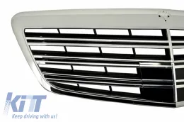 Komplett első lökhárító Body Kit hűtőráccsal és küszöb spoilerrel, Mercedes-Benz W221 S-osztály (2005-2010) S63 S65 design, hosszú változat-image-6004519