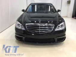 Komplett első lökhárító Body Kit hűtőráccsal és küszöb spoilerrel, Mercedes-Benz W221 S-osztály (2005-2010) S63 S65 design, hosszú változat-image-6053720