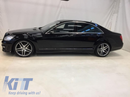 Komplett első lökhárító Body Kit hűtőráccsal és küszöb spoilerrel, Mercedes-Benz W221 S-osztály (2005-2010) S63 S65 design, hosszú változat-image-6053722