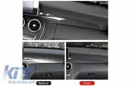 Középkonzol műszerfal díszléc szett Mercedes-Benz C-osztály W205 (2014-2018) GLC X253 (2015-2018), szénszálas stílus, balkormányos (LHD)-image-6063263