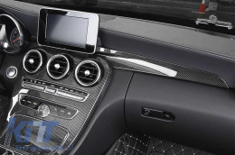 Középkonzol műszerfal díszléc szett Mercedes-Benz C-osztály W205 (2014-2018) GLC X253 (2015-2018), szénszálas stílus, balkormányos (LHD)-image-6063264