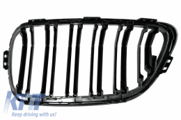Középső hűtőrács BMW 2-es F22 F23 F87 14+ modellekhez, dupla csíkos M Design, zongoralakk fekete-image-6059349