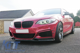 Középső hűtőrács BMW 2-es F22 F23 F87 14+ modellekhez, dupla csíkos M Design, zongoralakk fekete-image-6059353