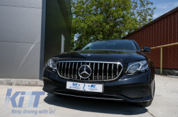 Középső hűtőrács Mercedes Benz E-osztály W213 S213 C238 (2016+) AMG GT-R Panamericana Design Króm 360 kamerával-image-6042774