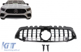 Középső rács Mercedes A-osztály W177 Hatchback / V177 Sedan (04.2018-) Mesh GT-R Panamericana Design, teljesen fekete-image-6108327