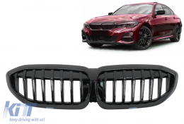 Központi vese hűtőrács BMW 3-as G20 Sedan G21 Touring (2019-2022) modellhez, zongoralakk fekete-image-6111277