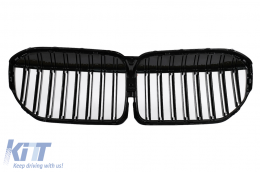 Központi vese hűtőrács BMW 7-es G11 G12 LCI (2020-tól) Double Stripe M Design zongoralakk fekete-image-6105662