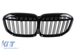 Központi vese hűtőrács BMW X7 G07 (2018-2022) Double Stripe M Design zongoralakk fekete-image-6105654