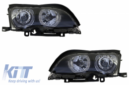 LED Angel Eyes Headlights suitable for BMW 3 Series E46 (09.2001-03.2005) Xenon Design Black - HLBME46