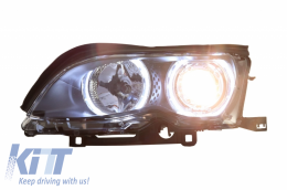 LED Angel Eyes Headlights suitable for BMW 3 Series E46 (09.2001-03.2005) Xenon Design Black-image-6033921
