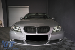 LED Angel Eyes Scheinwerfer für BMW 3er E90 Limo E91 Touring 03.05-2011 Schwarz-image-6118602