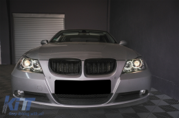 LED Angel Eyes Scheinwerfer für BMW 3er E90 Limo E91 Touring 03.05-2011 Schwarz-image-6118603