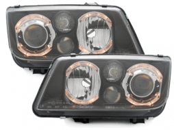 LED Angel Eyes Scheinwerfer für VW Bora 98-05 2 Halo Felgen Schwarz-image-5987390