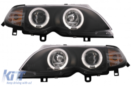 image-21-LED Фарове с Angel Eyes , подходящи за BMW Серия 3 E46 Facelift Лимузина Touring (2001-2005) Черен