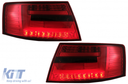 LED BAR Taillights suitable for Audi A6 C6 4F Sedan (04.2004-2008) 7-PIN Red Smoke - TLAUA64F7PINS