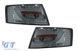 LED BAR Taillights suitable for Audi A6 C6 4F Sedan (04.2004-2008) 6-PIN Smoke - TLAUA64FS6PINS