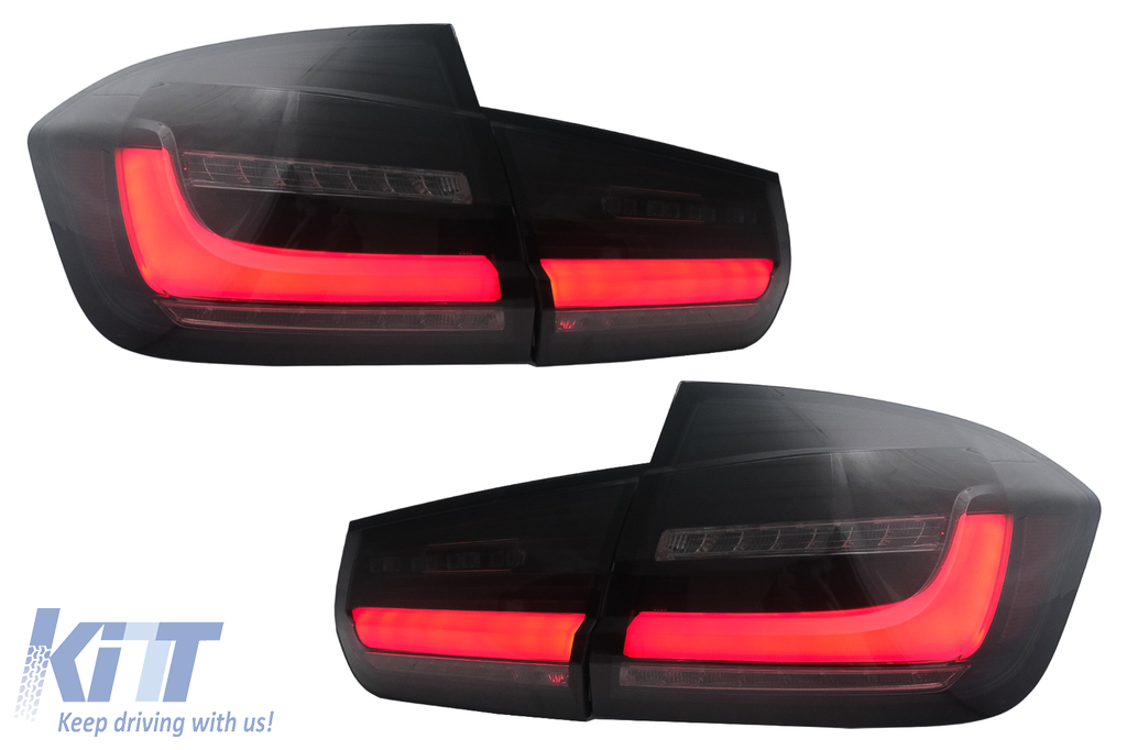 LED BAR hátsó lámpák BMW 3-as sorozatú F30 Pre LCI és LCI (2011-2019) Black Smoke modellekhez, dinamikus szekvenciális kanyarodó lámpával