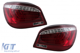 LED Bar Taillights suitable for BMW 5 Series E60 LCI (2007-2010) Red Clear - TLBME60LCIRC