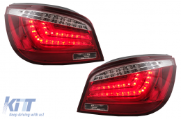 LED Bar Taillights suitable for BMW 5 Series E60 LCI (2007-2010) Red Clear-image-6105798