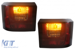 LED Bar Taillights suitable for VW T4 Transporter Caravelle Multivan (1990-2003) Red Smoke-image-6086730