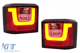 LED Bar Taillights suitable for VW T4 Transporter Caravelle Multivan (1990-2003) Red Clear-image-6105825