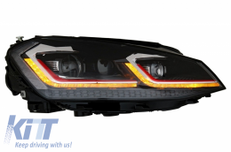 LED Фарове Bi-xenon Изглед подходящи за VW Golf 7 VII (2012-2017) Facelift G7.5 TFSI Дизайн с последователни Динамичен Въртящи се светлини с Централна решетка-image-6058431