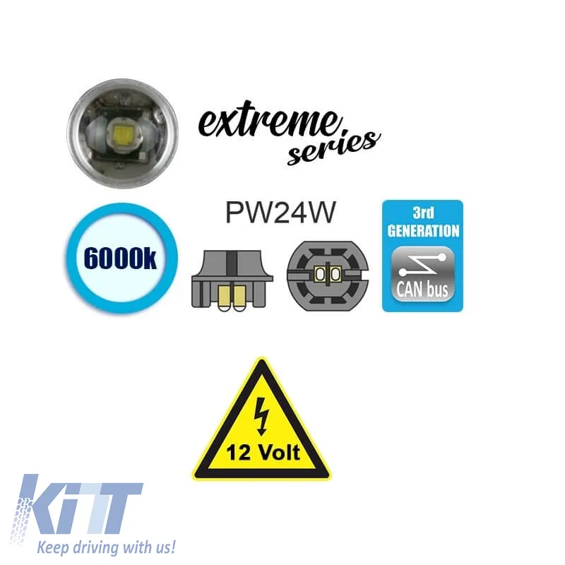 Led Bulb PW24W 12volt 8 Led 8watt Canbus White Color 6000k 1pc