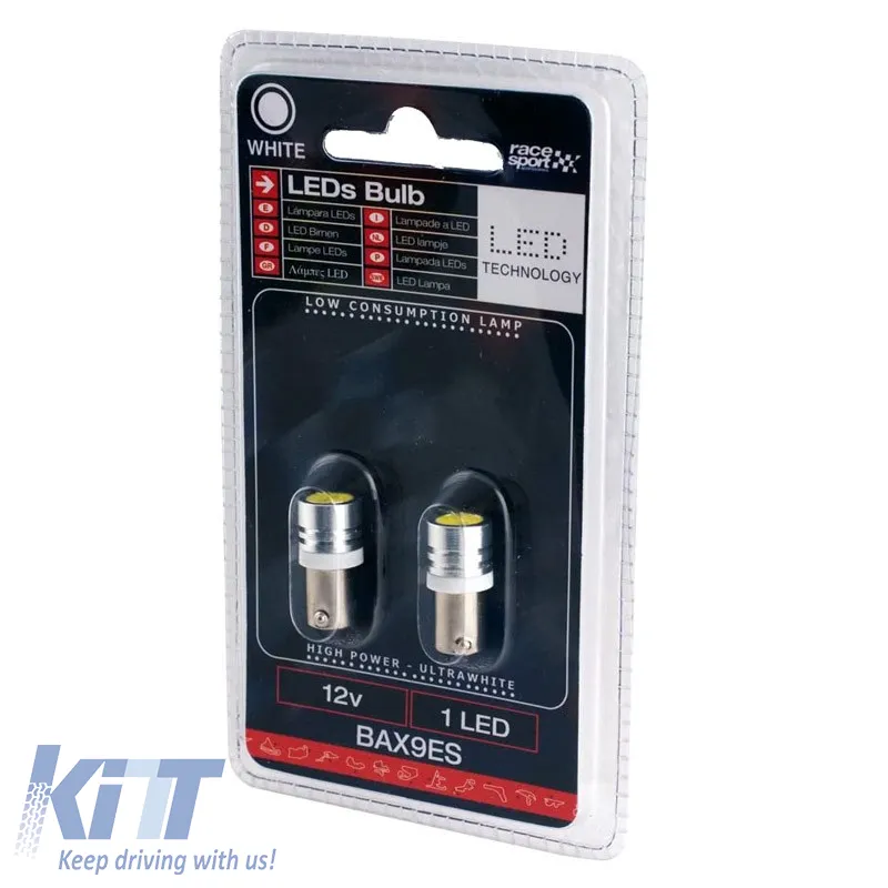 Led Bulbs BA9S T4W 12volt White Color Racesport LIT16BN 2 pcs
