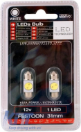 Led Bulbs Festoon 31mm 1 Led 12volt White Color RaceSport LIT17BN 2pcs