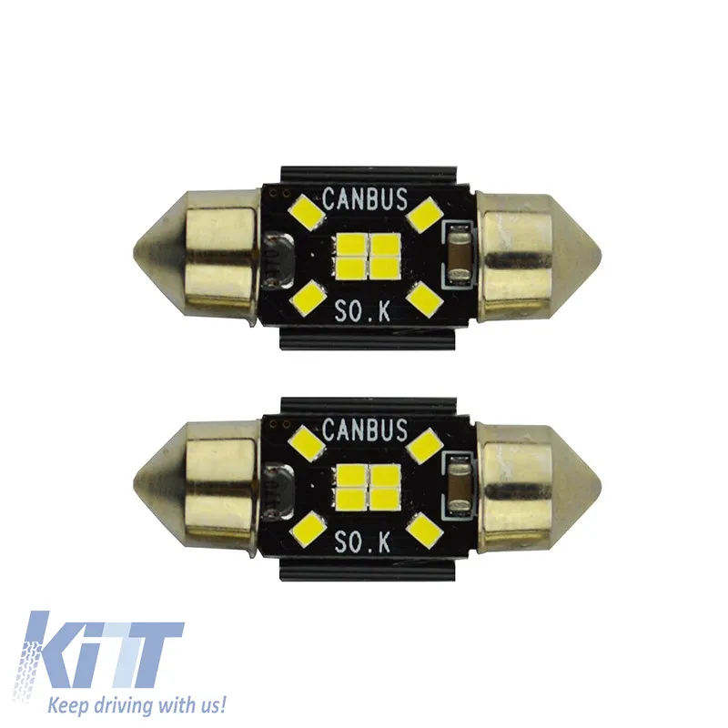 Led Bulbs Festoon 31mm 8 Leds 12volt Canbus White Color Auto GS 600484 2pcs