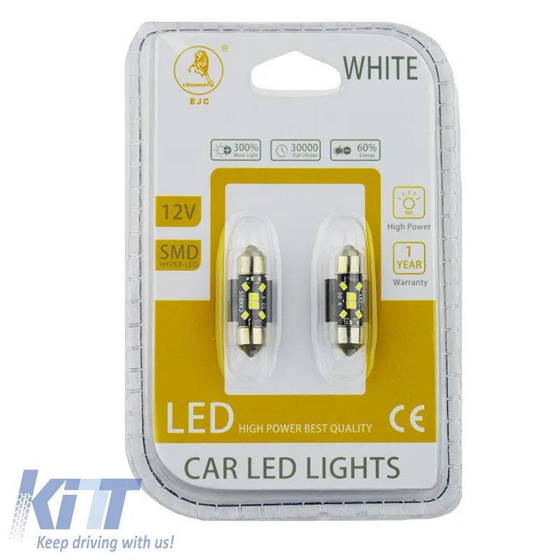 Led Bulbs Festoon 31mm 8 Leds 12volt Canbus White Color Auto GS 600484 2pcs
