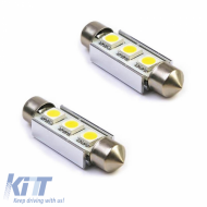Led Bulbs Festoon 39mm 3 Leds 12volt Canbus White Color 14197 2 Pieces