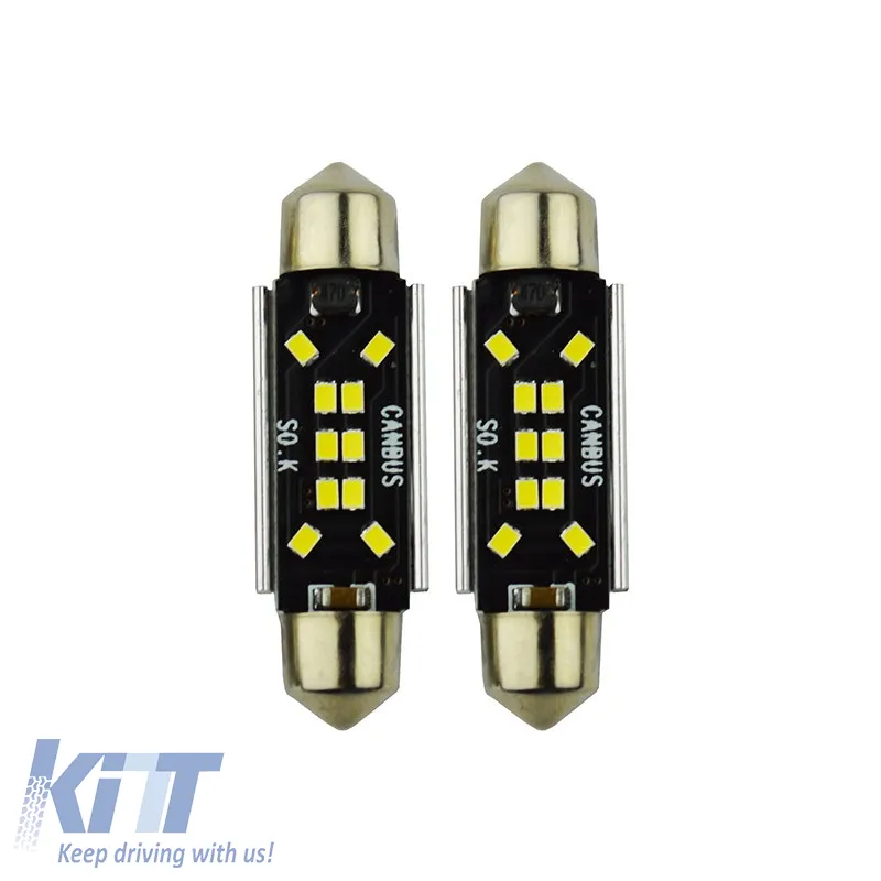 Led Bulbs Festoon 41mm 10 Leds 12volt C5W Canbus White Color Auto GS 600485 2pcs 16947