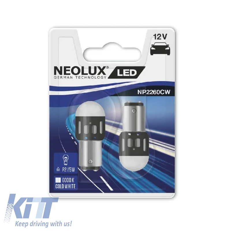 Led Bulbs P21/5W BAY15D Double 12volt 1.2 watt White Neolux By Osram NP2260CW-02B 2pcs