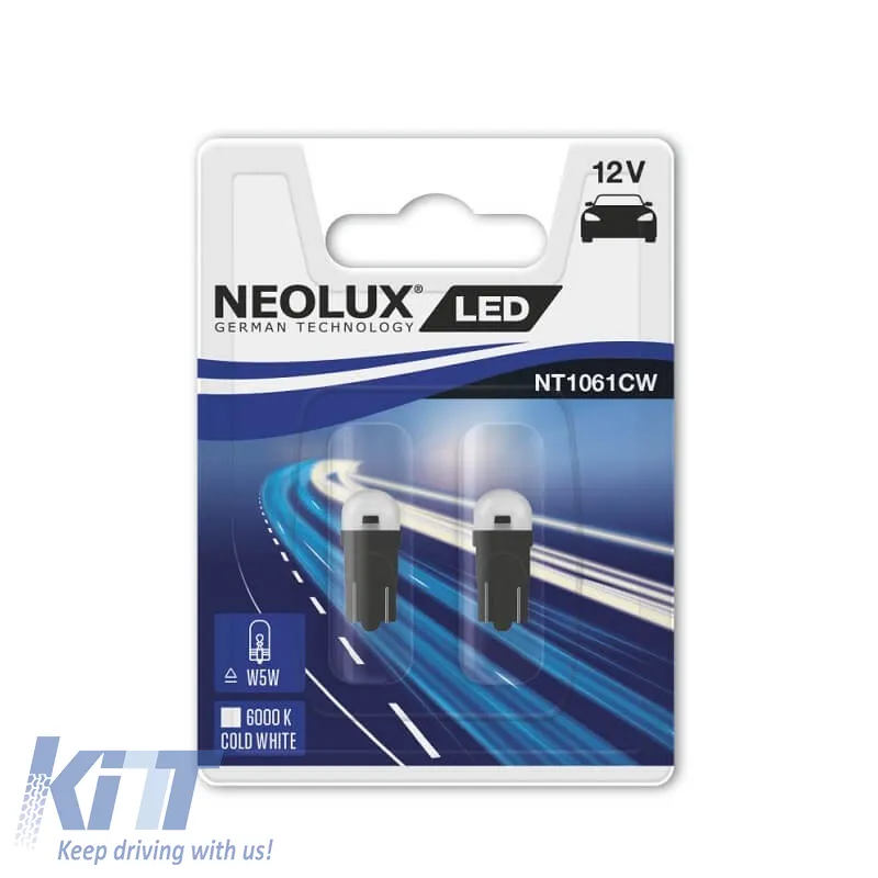 Led Bulbs T10 12volt 0.5watt White 6000k Neolux By Osram NT1061CW-02B 2pcs