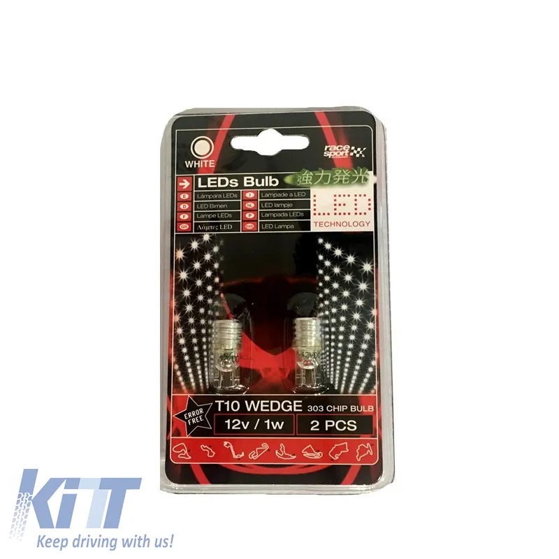 Led Bulbs T10 12volt 1watt White Color Racesport LIT539C 2 pcs