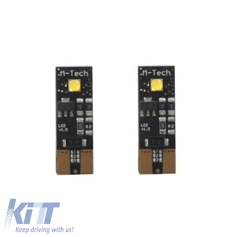 Led Bulbs T10 12volt 2 Smd Led Canbus White Color M-Tech LB802W 2pcs