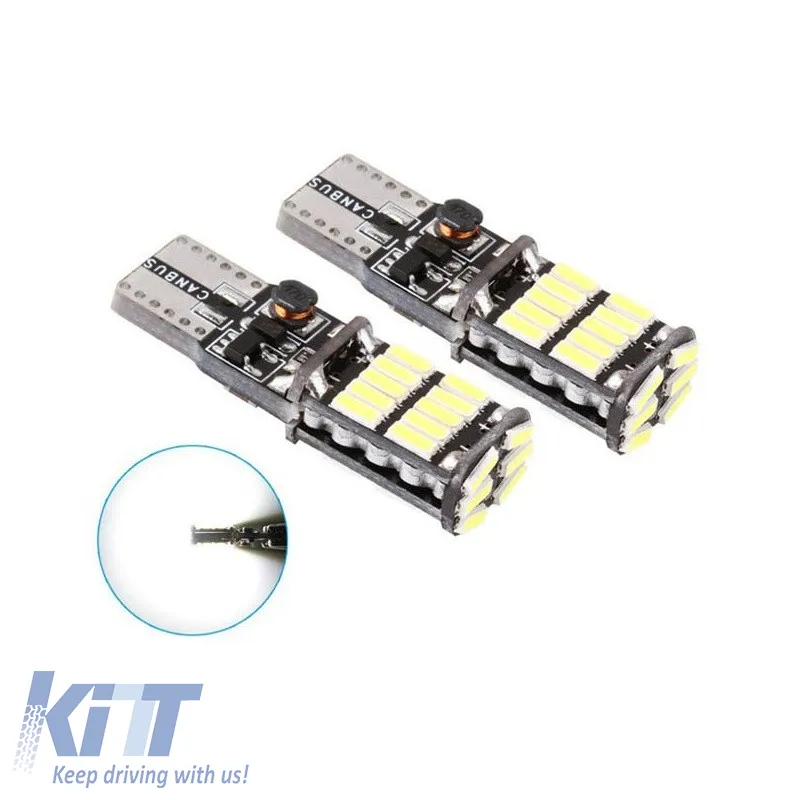 Led Bulbs T10 12volt 26 Led Canbus White Color Auto GS 2 Pieces