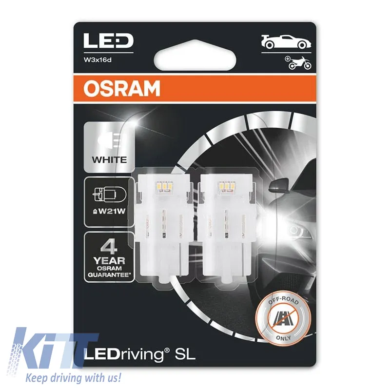 Led Bulbs T20 W21W / 3156 W3X16D 1.4watt 12volt Single White 6000k Osram 7505DWP-02B 2pcs