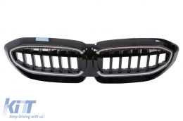 LED Central Kidney Grilles suitable for BMW 3 Series G20 Sedan G21 Touring (2019-2022) Piano Black - FGBMG20NFLED