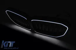 LED Central Kidney Grilles suitable for BMW X5 G05 (2018-2022) Double Stripe Piano Black-image-6277397