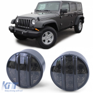 image-8-LED clear glass front indicator parking light black smoke for Jeep Wrangler JK from 07